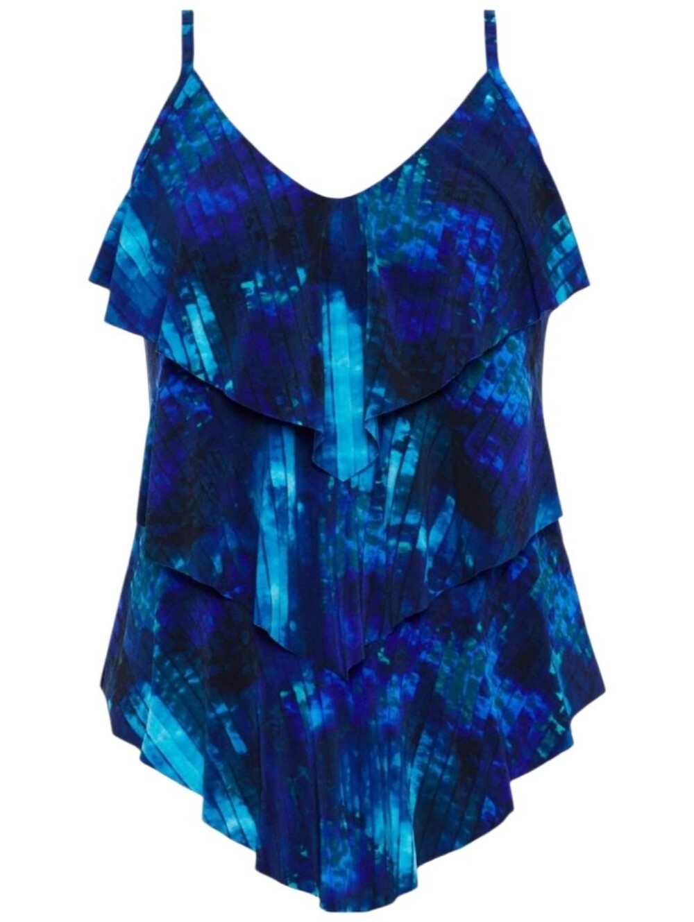 NWT Magicsuit Rita Tankini Top Hazy Daze Blue Tiered Ruffle Slimming 14